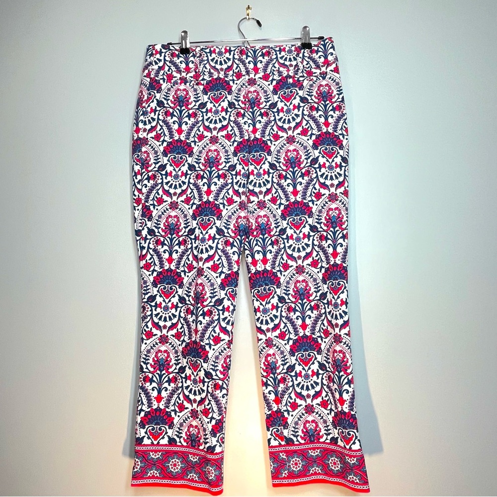 LOFT Original Crop Capri Pants Marisa Riviera Blue Pink Stretch NWOT Size 4